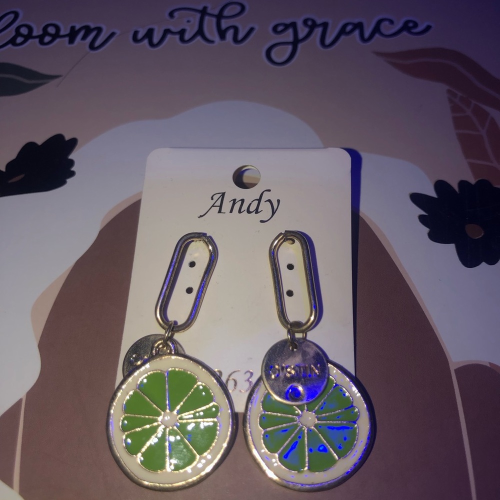 Green Citrus Dangle Earrings